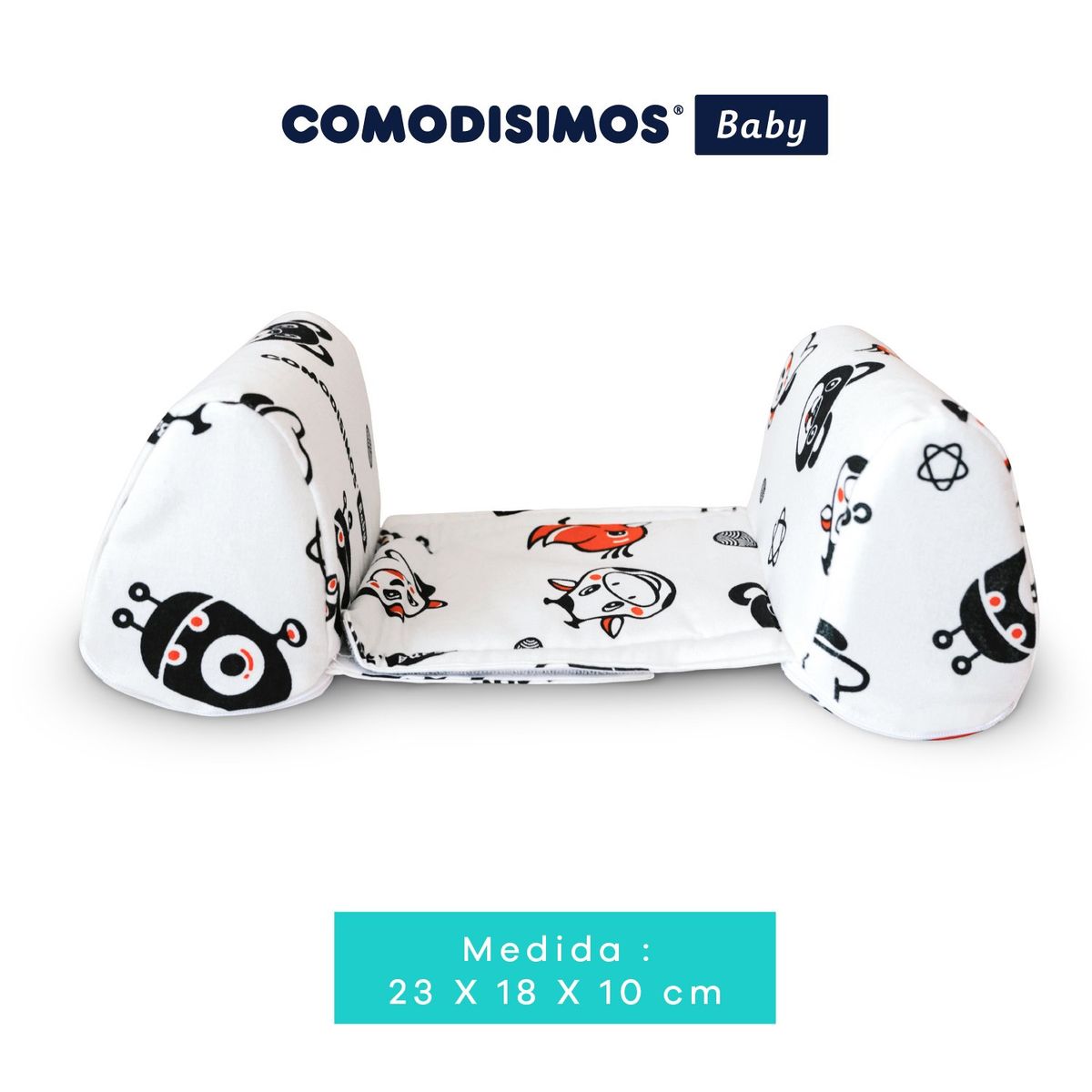 COMODISIMOS - Posicionador para Bebé Hipoalergénico Seguro y Ergonómico, Evita Plagiocefalia y Reflujo - Suave, Lavable y Ajustable 23 x 18 x 10 cm Comodisimos