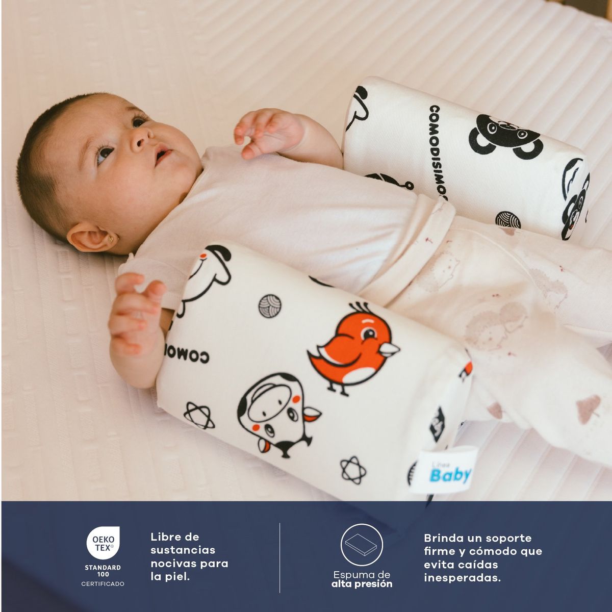 COMODISIMOS - Posicionador para Bebé Hipoalergénico Seguro y Ergonómico, Evita Plagiocefalia y Reflujo - Suave, Lavable y Ajustable 23 x 18 x 10 cm Comodisimos