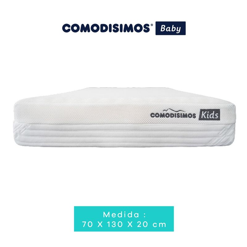 COMODISIMOS -  Colchón Infantil Firmeza Media Ortopédico Espumado Ergonómico y Transpirable - Hipoalergénico, Antihumedad y Fácil de Limpiar 130 x 70 x 20  cm Comodisimos