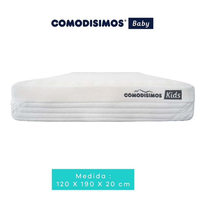 COMODISIMOS -  Colchón Semidoble Infantil Firmeza Media Ortopédico Espumado Ergonómico y Transpirable - Hipoalergénico, Antihumedad y Fácil de Limpiar 120 x 190 x 20  cm Comodisimos