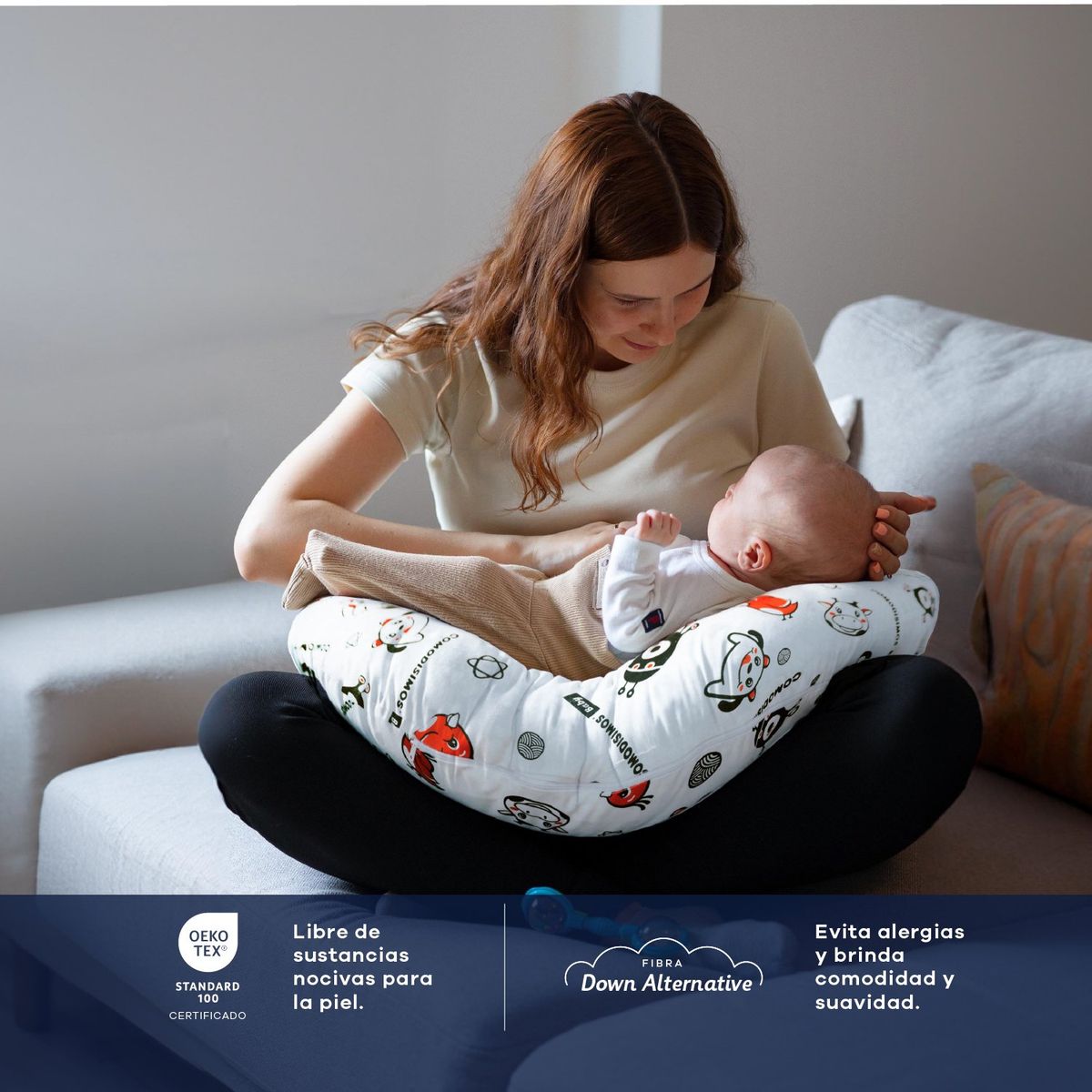 COMODISIMOS - Almohadón Materno Hipoalergénico, Cojín de Lactancia Multifuncional,  Soporte Ergonómico para Embarazo, Lactancia y Descanso - Suave, Lavable y Ajustable 66 x 59 x 15 cm Comodisimos