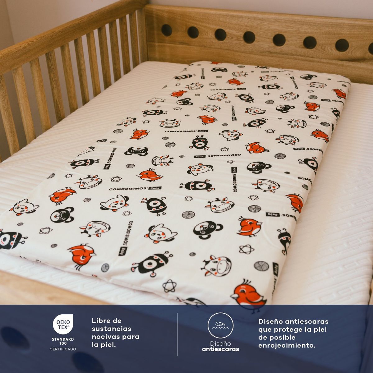 COMODISIMOS - Colchoneta protectora para Bebé Suave, Hipoalergénica, Antihongos, Lavable 120 x 60 x 4 cm Comodisimos