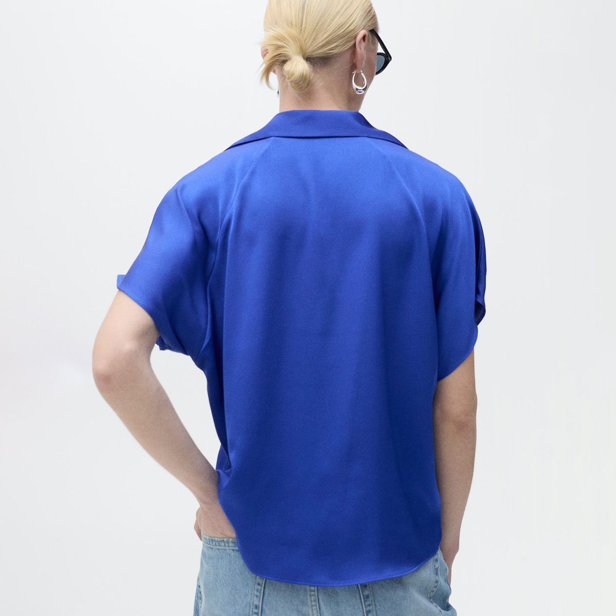 MANGO - Camisa Mujer Manga corta de Satín Mango