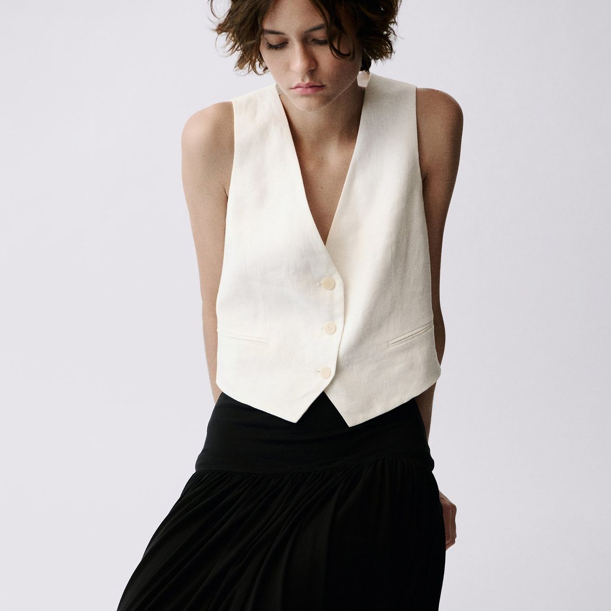 MANGO - Chaleco Mujer de Lino Mango