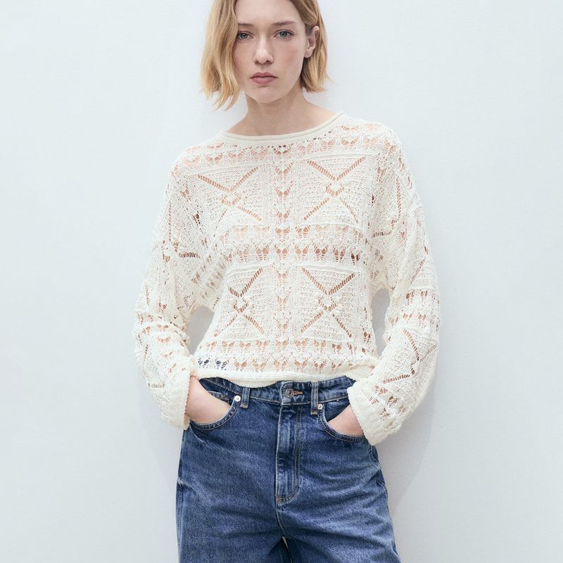 MANGO - Saco Mujer Tejido Mango