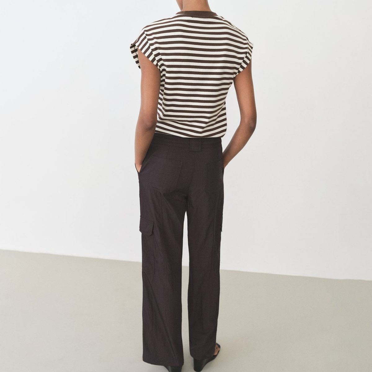 MANGO - Camiseta Mujer de Rayas Manga corta de Algodón Mango