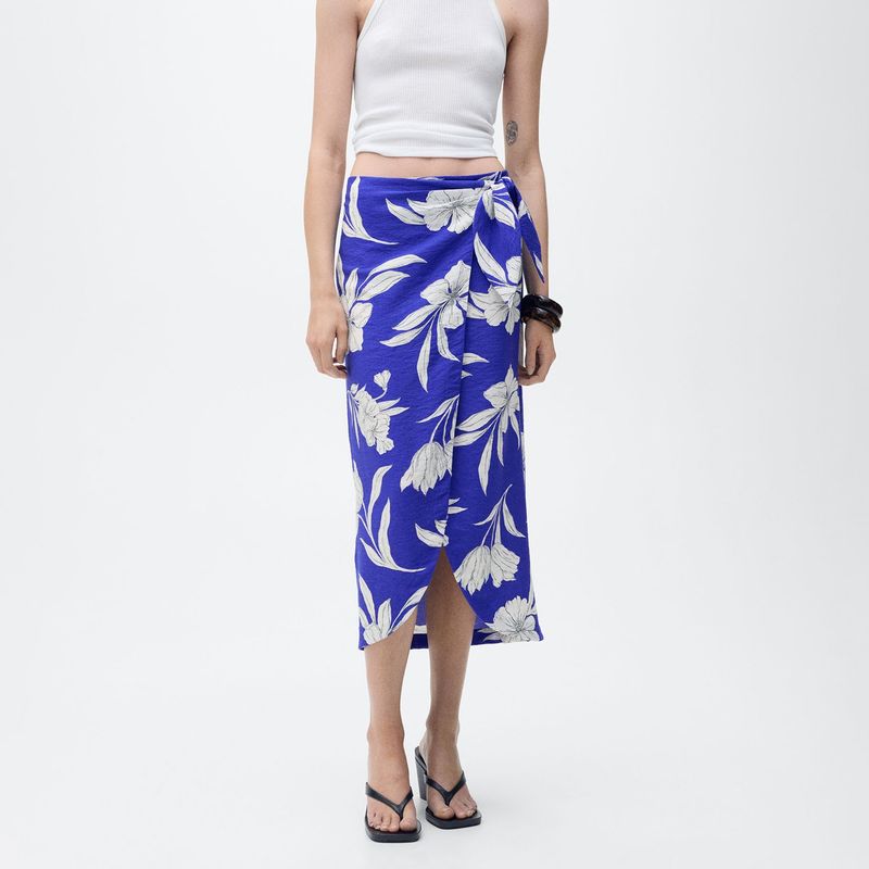 MANGO - Falda Midi Mujer con Estampado Mango