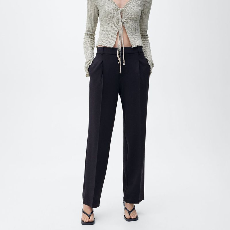 MANGO - Pantalón Recto Mujer Tiro alto Mango