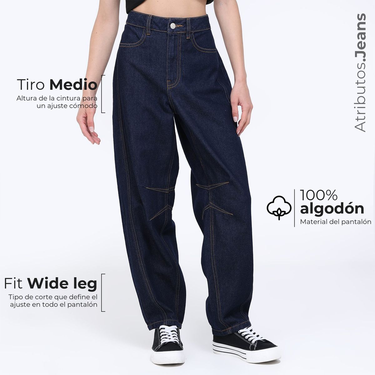 SYBILLA - Jean Wide leg Mujer Tiro medio Sybilla