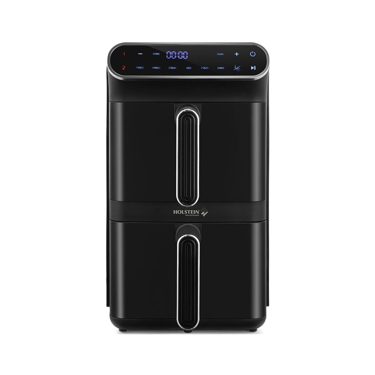 HOLSTEIN - Freidora de Aire Holstein Vertical 11 Litros | Doble Canasta | Pantalla Digital