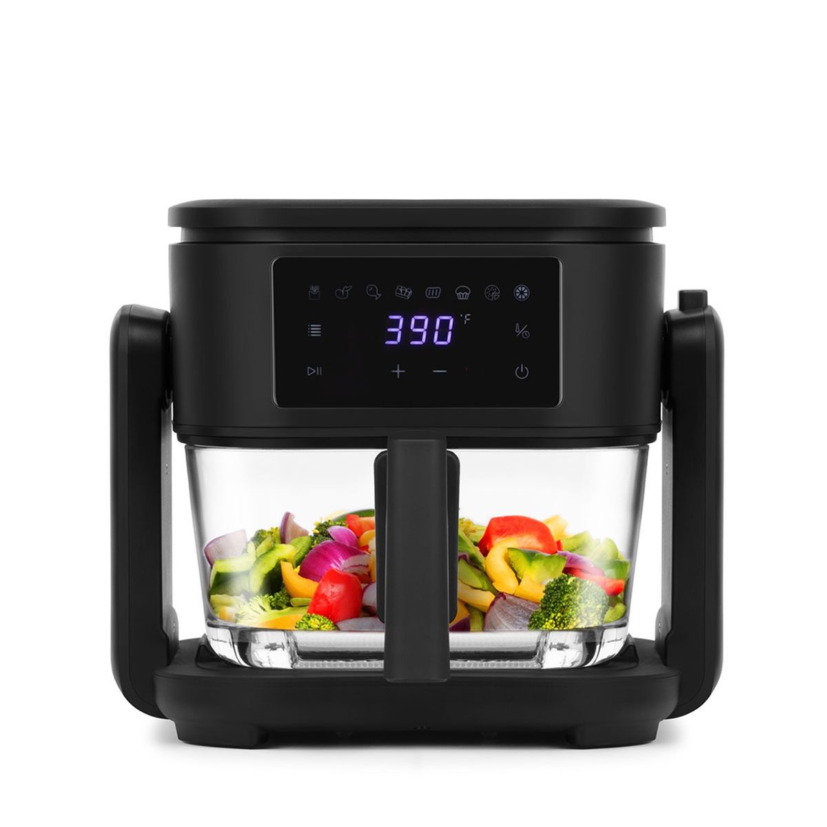 HOLSTEIN - Freidora de aire Holstein con Cesta de Vidrio 5.2 lt incluye Grill Cerámico HP-09207001B