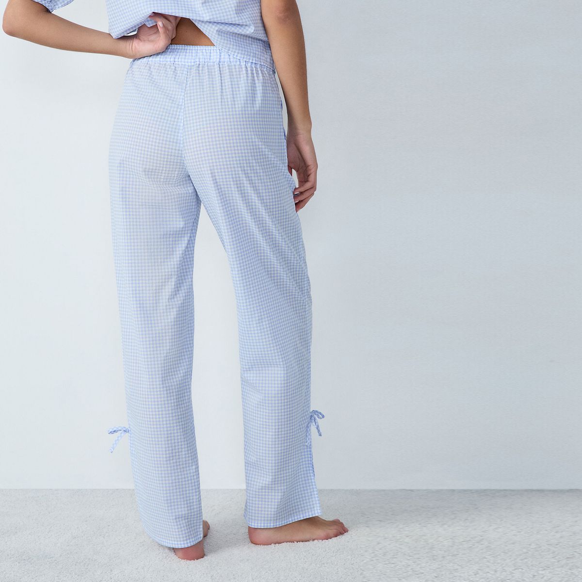 ETAM - Pantalón de pijama para Mujer Largo de Cuadros de Algodón Etam