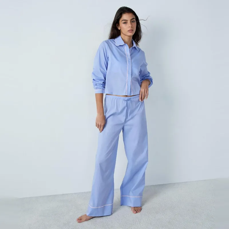 ETAM - Pantalón de pijama para Mujer Largo de Cuadros de Algodón Etam