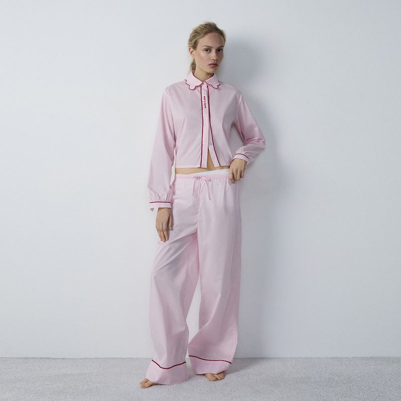 ETAM - Pantalón de pijama para Mujer Largo de Cuadros de Algodón Etam