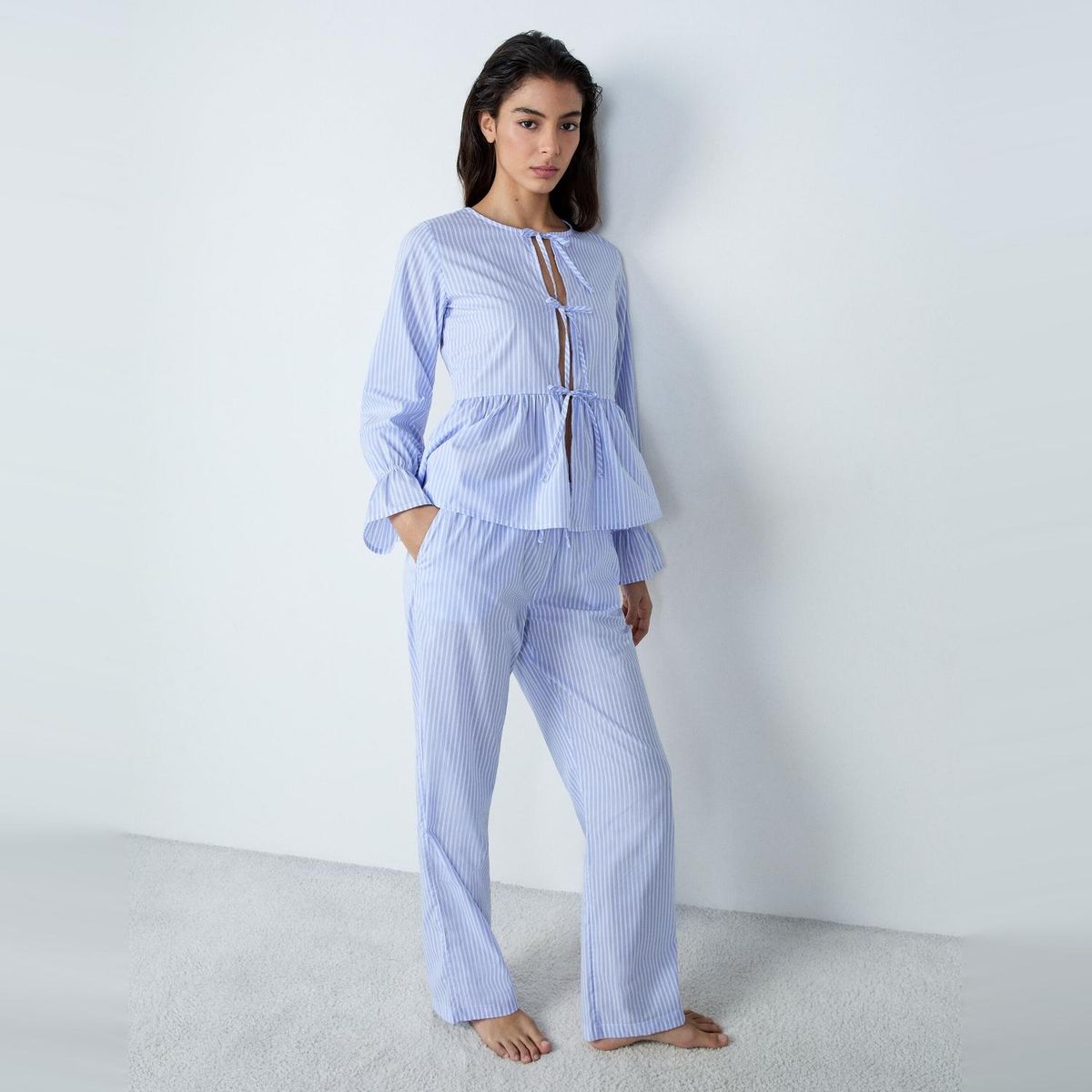 ETAM - Pantalón de pijama para Mujer Largo de Cuadros de Algodón Etam