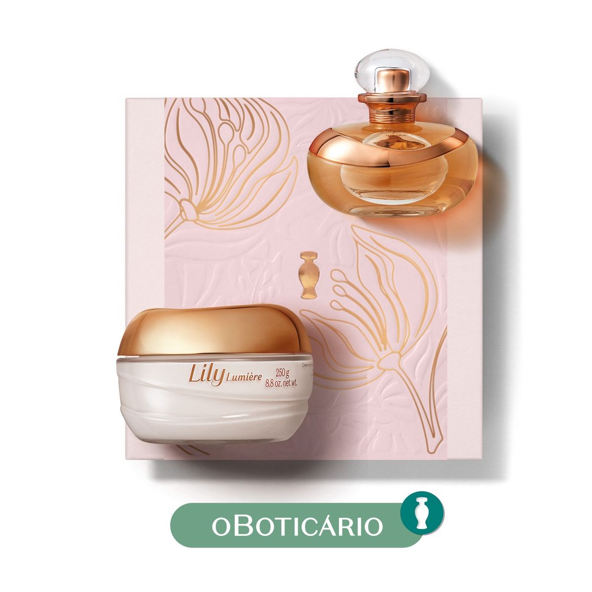 LILY - Set de Perfume Mujer Lily O Boticario Eau de parfum Lumiere 75 ml - Crem Acet Cp Lumier 250 G Exp 