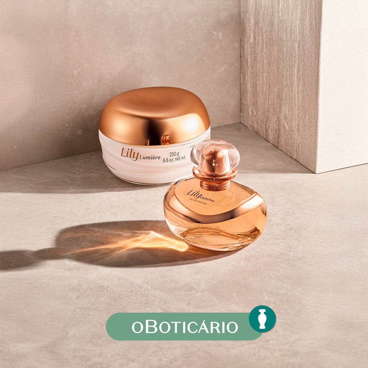 LILY - Set de Perfume Mujer Lily O Boticario Eau de parfum Lumiere 75 ml - Crem Acet Cp Lumier 250 G Exp 