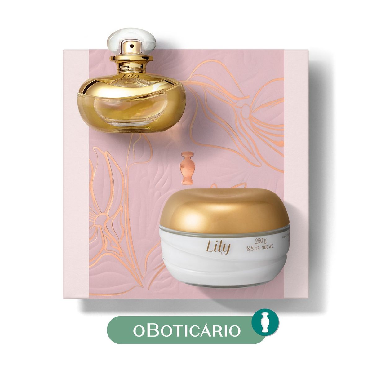 LILY - Set de Perfume Mujer Lily O Boticario Eau parfum 75 ml V2 - Crema Hid Cpo Acetinada 250 G 