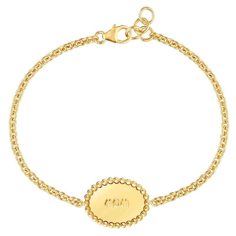 TOUS - Pulsera cadena con baño de oro 18 kt sobre plata placa TOUS Mom