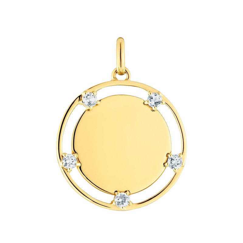TOUS - Dije medalla con baño de oro 18 kt sobre plata y topacios TOUS Basics