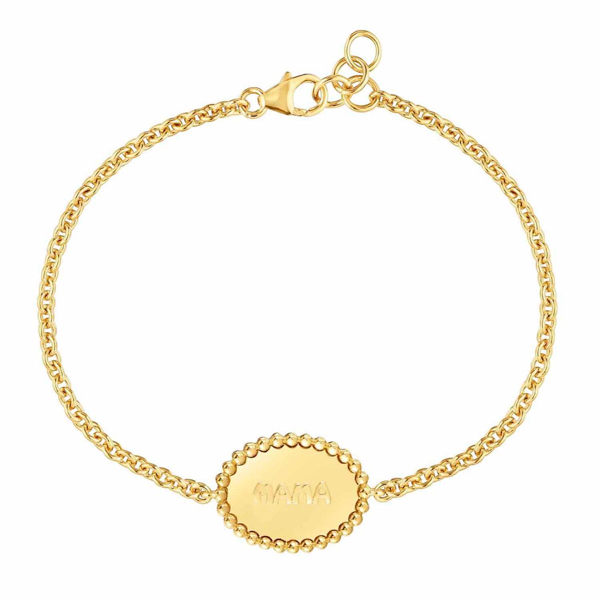 TOUS - Pulsera cadena con baño de oro 18 kt sobre plata placa TOUS Mama