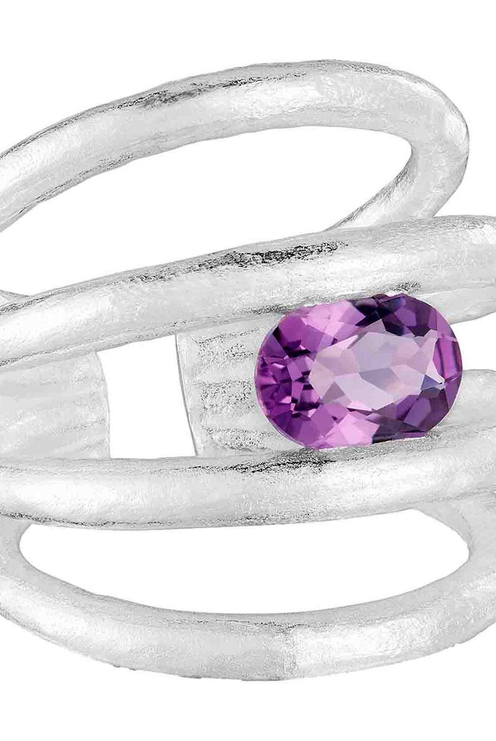 TOUS - Anillo abierto de plata y amatista Duna