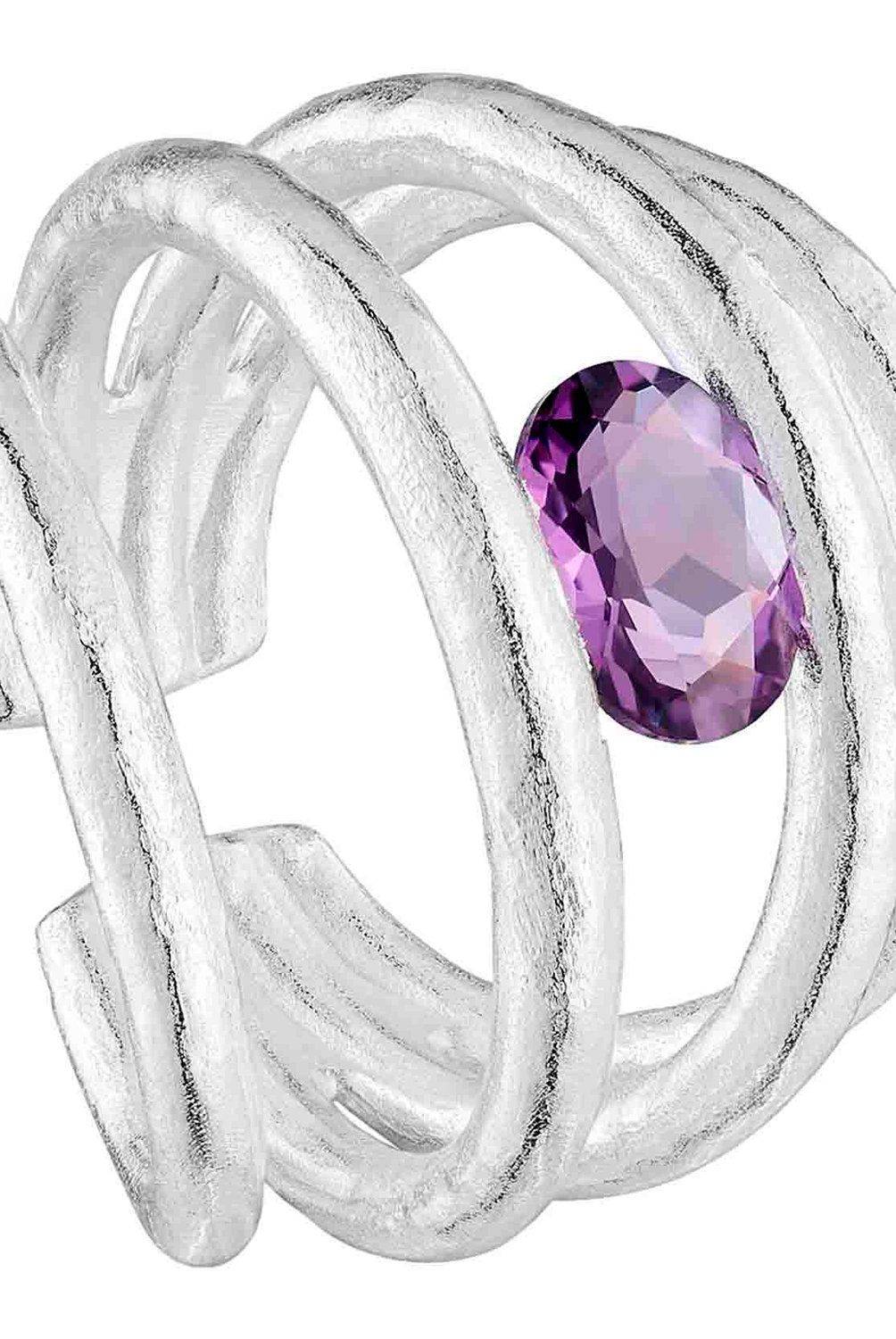 TOUS - Anillo abierto de plata y amatista Duna