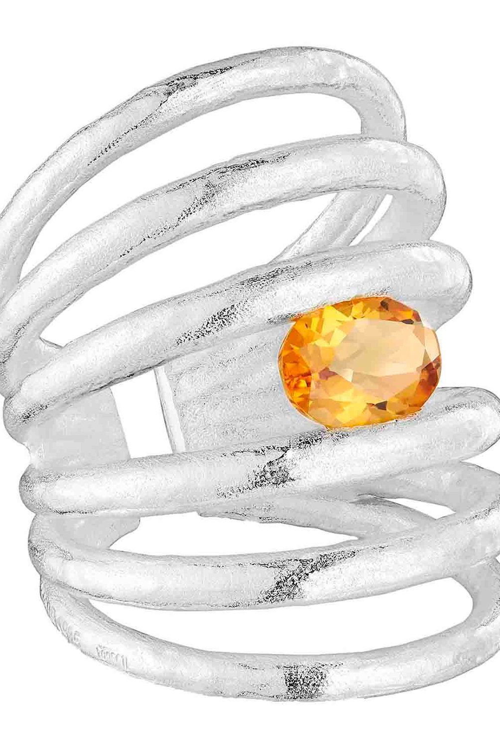 TOUS - Anillo abierto de plata y citrino Duna