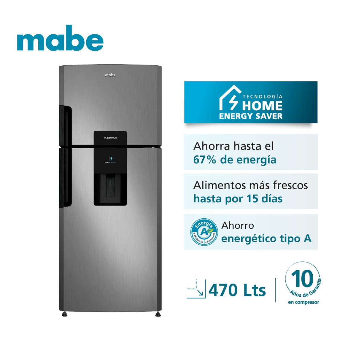 MABE - Nevera Congelador superior Mabe 442 lt Netos RMP470GCT