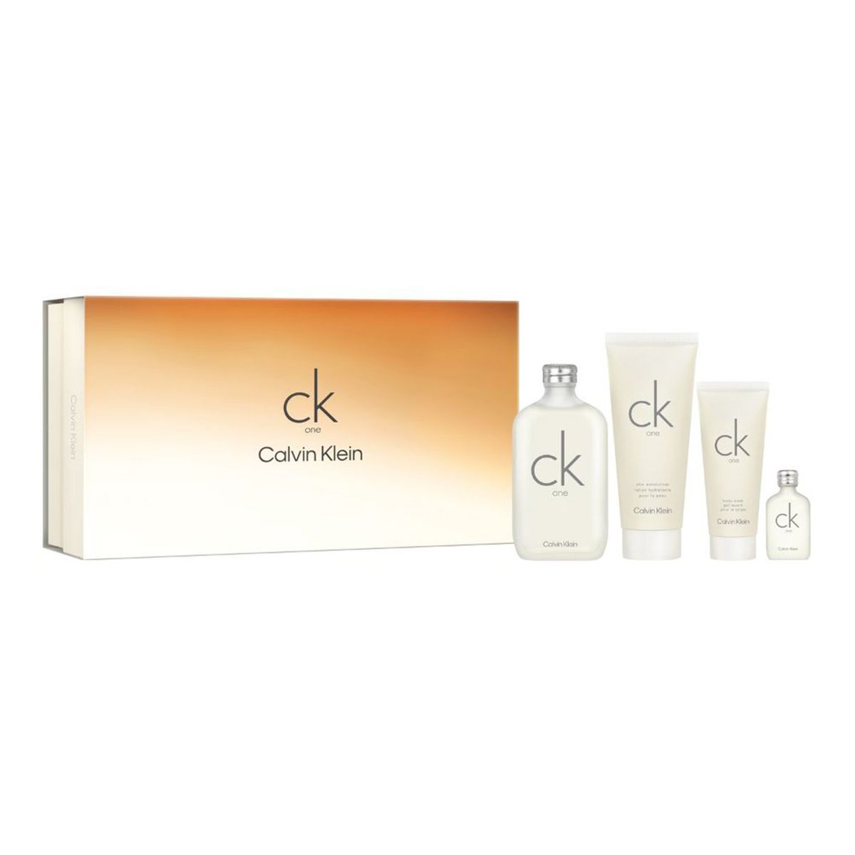 CALVIN KLEIN - Set de Perfume Unisex Calvin Klein CK One 200 ml (6.7oz) Eau de toilette - CK One 200 ml (6.7oz) Body Lotion - CK One 100 ml (3.3oz) Body Wash - CK One 15ml (0.5oz) Eau de toilette 