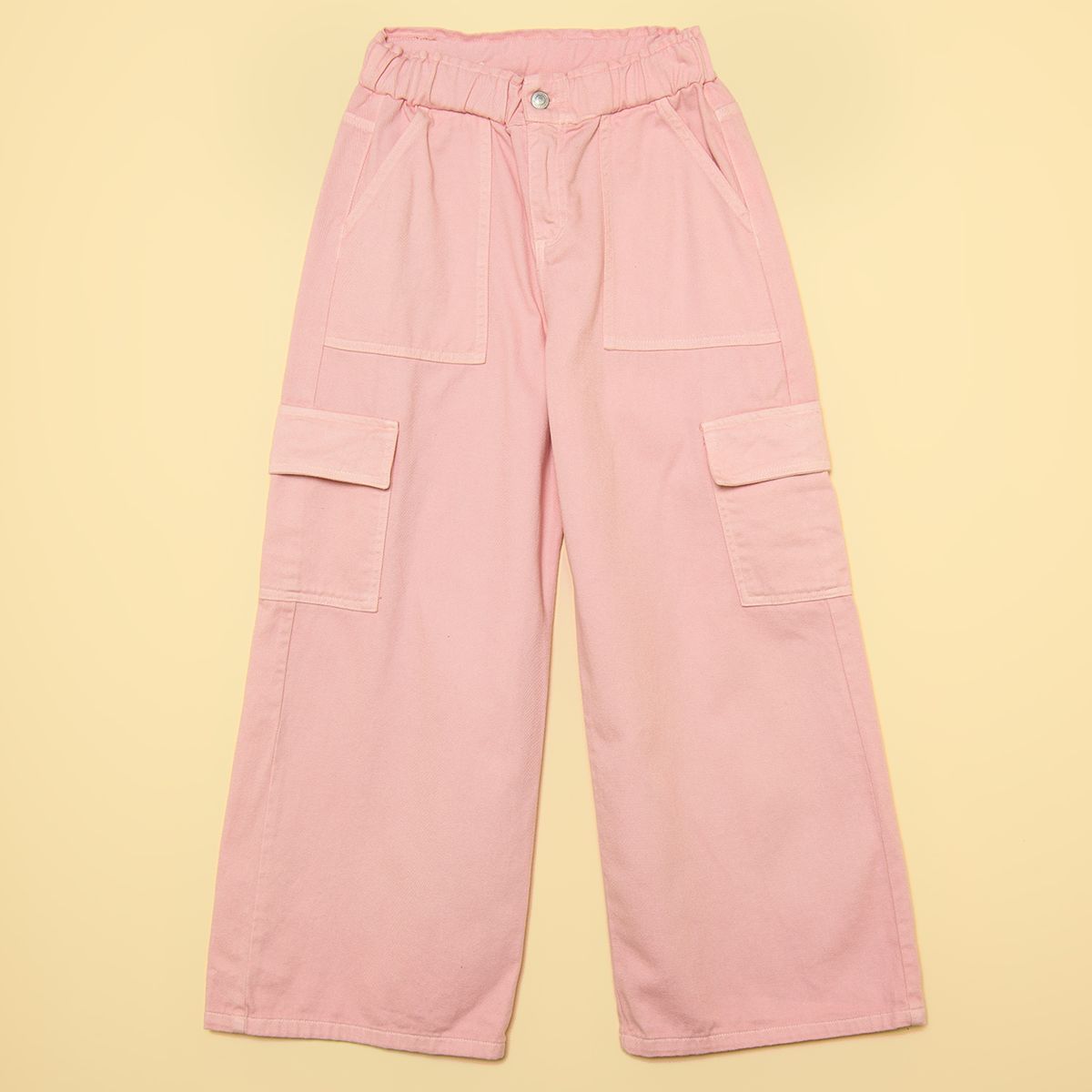 ELV - Pantalón Niña Cintura elásticada Tiro medio Algodón Elv