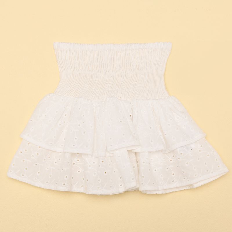 ELV - Falda Niña con Ojalillo Cintura elásticada Algodón Elv