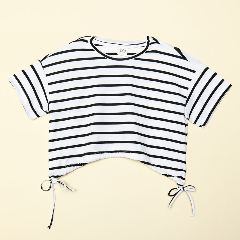 ELV - Camiseta Niña de Rayas  Manga corta Algodón Elv