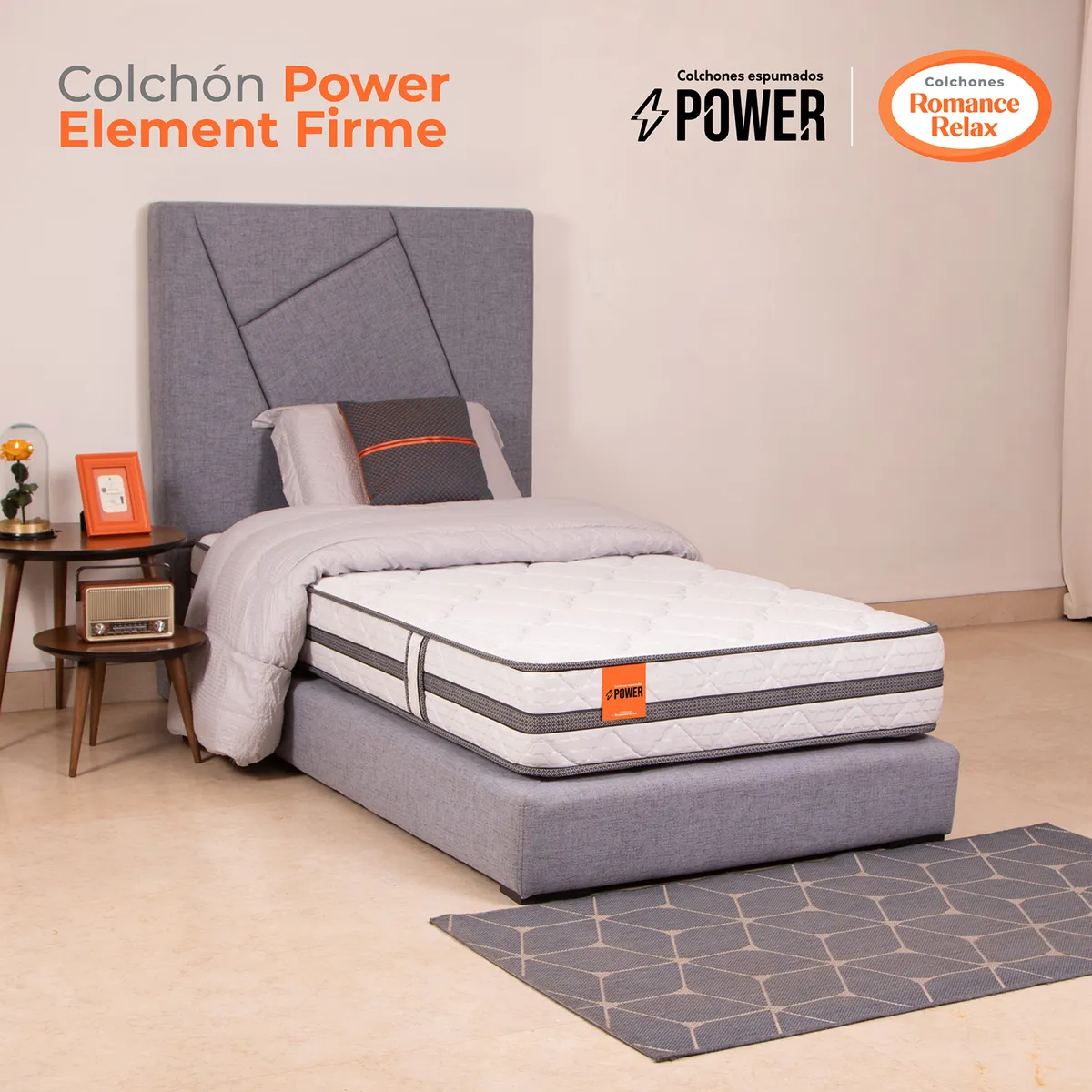 COLCHONES ROMANCE RELAX - Colchón Sencillo Firmeza Firme Ortopedico en Casata Element Firme 100 x 190 Colchones Power 