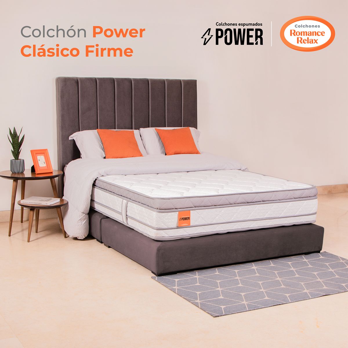 COLCHONES ROMANCE RELAX - Colchón Doble Firmeza Firme Ortopedico con Doble Pillow Clasico Firme 140 x 190 Colchones Power 