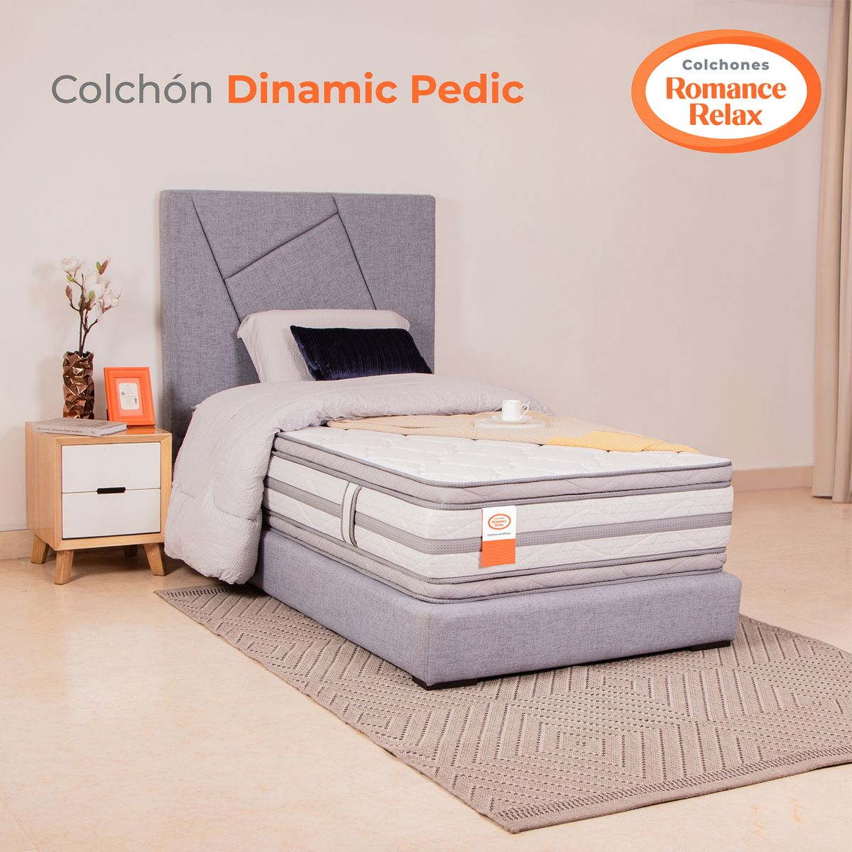 COLCHONES ROMANCE RELAX - Colchón Semidoble Firmeza Firme Ortopedico en Casata, con Doble Pillow Dinamic Pedic 120 x 190 Colchones Power