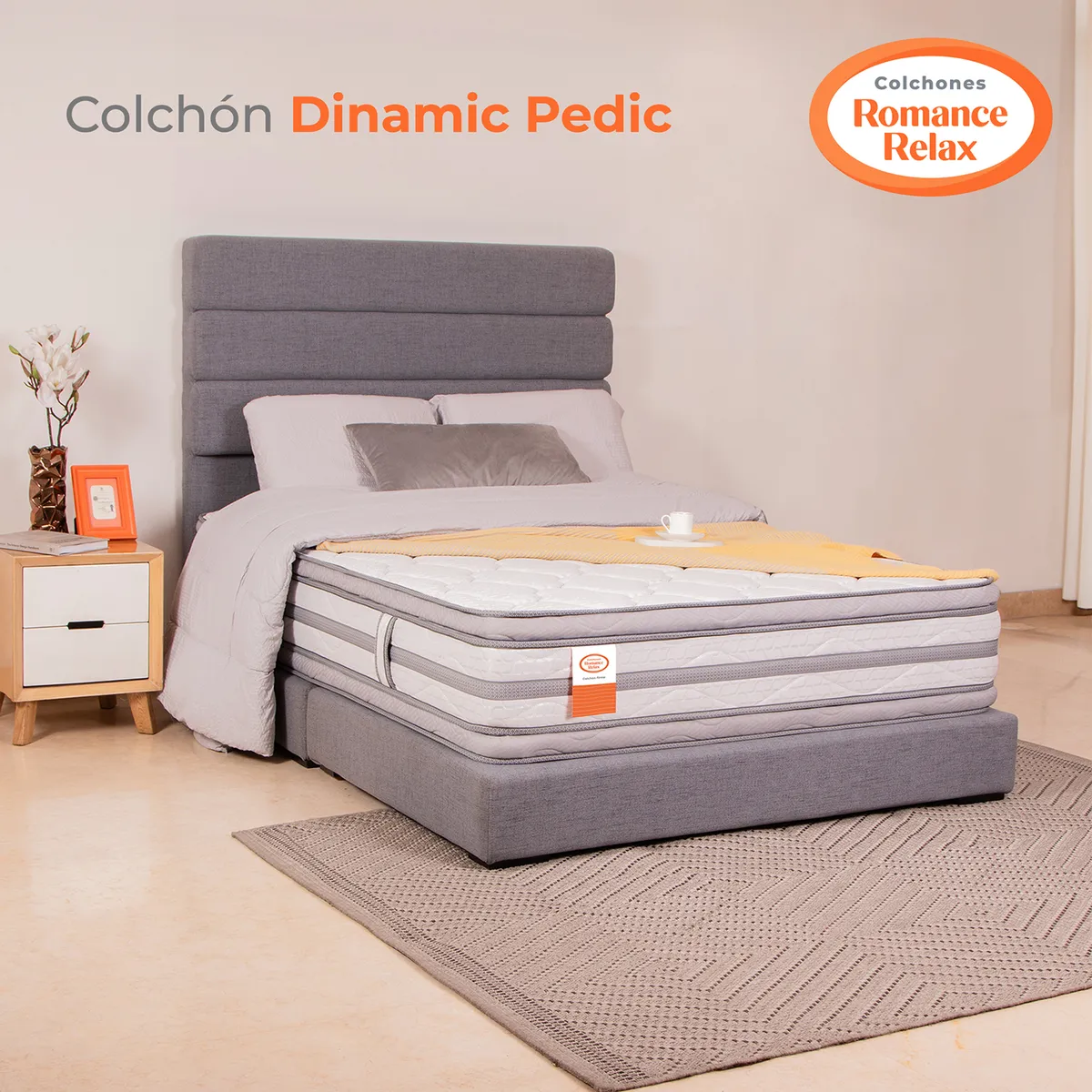 COLCHONES ROMANCE RELAX - Colchón Queen Firmeza Firme Ortopedico en Casata, con Doble Pillow Dinamic Pedic 160 x 190 Colchones Power