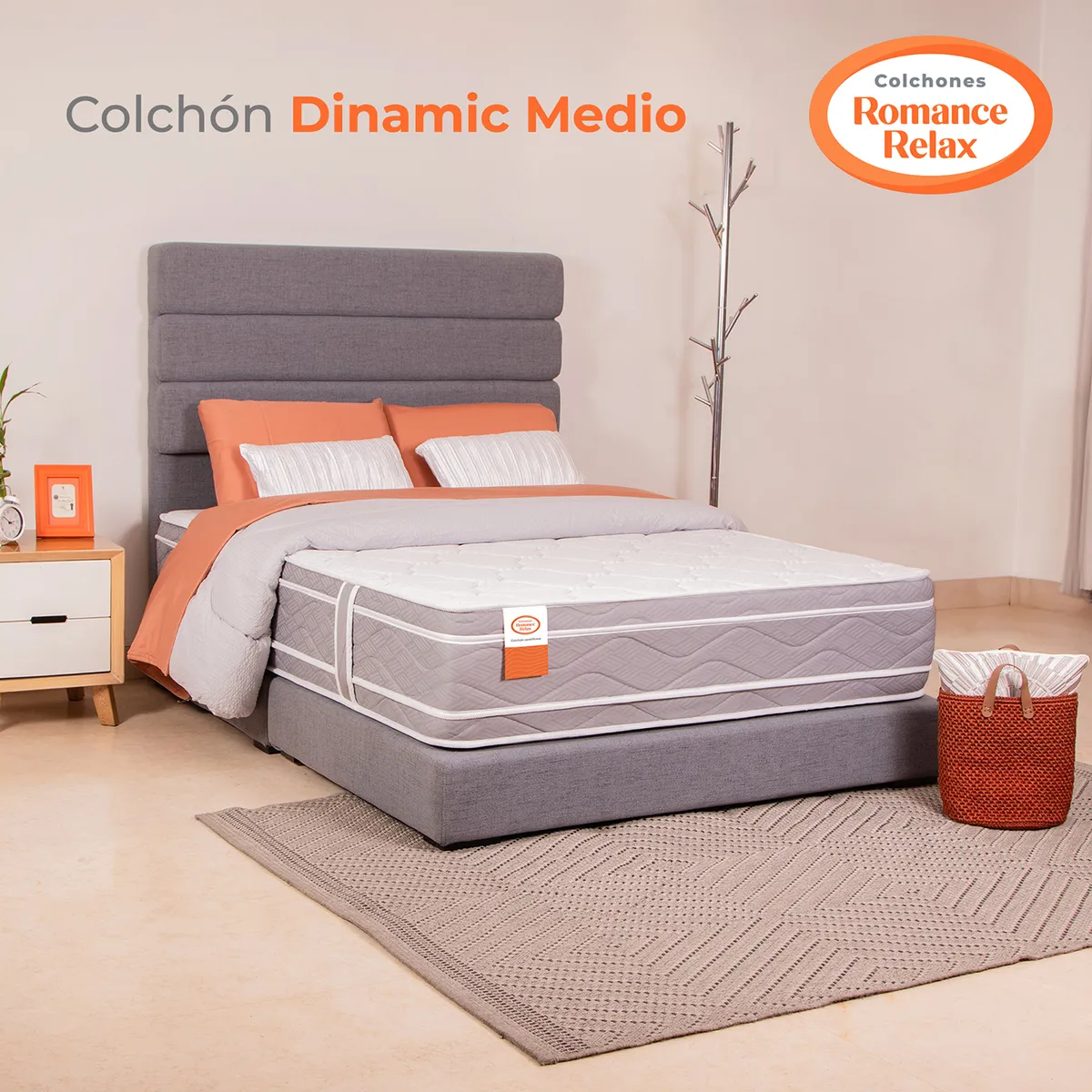 COLCHONES ROMANCE RELAX - Colchón Queen Firmeza Media Ortopedico Resortado Dinamic Medio 160 x 190 Colchones Power