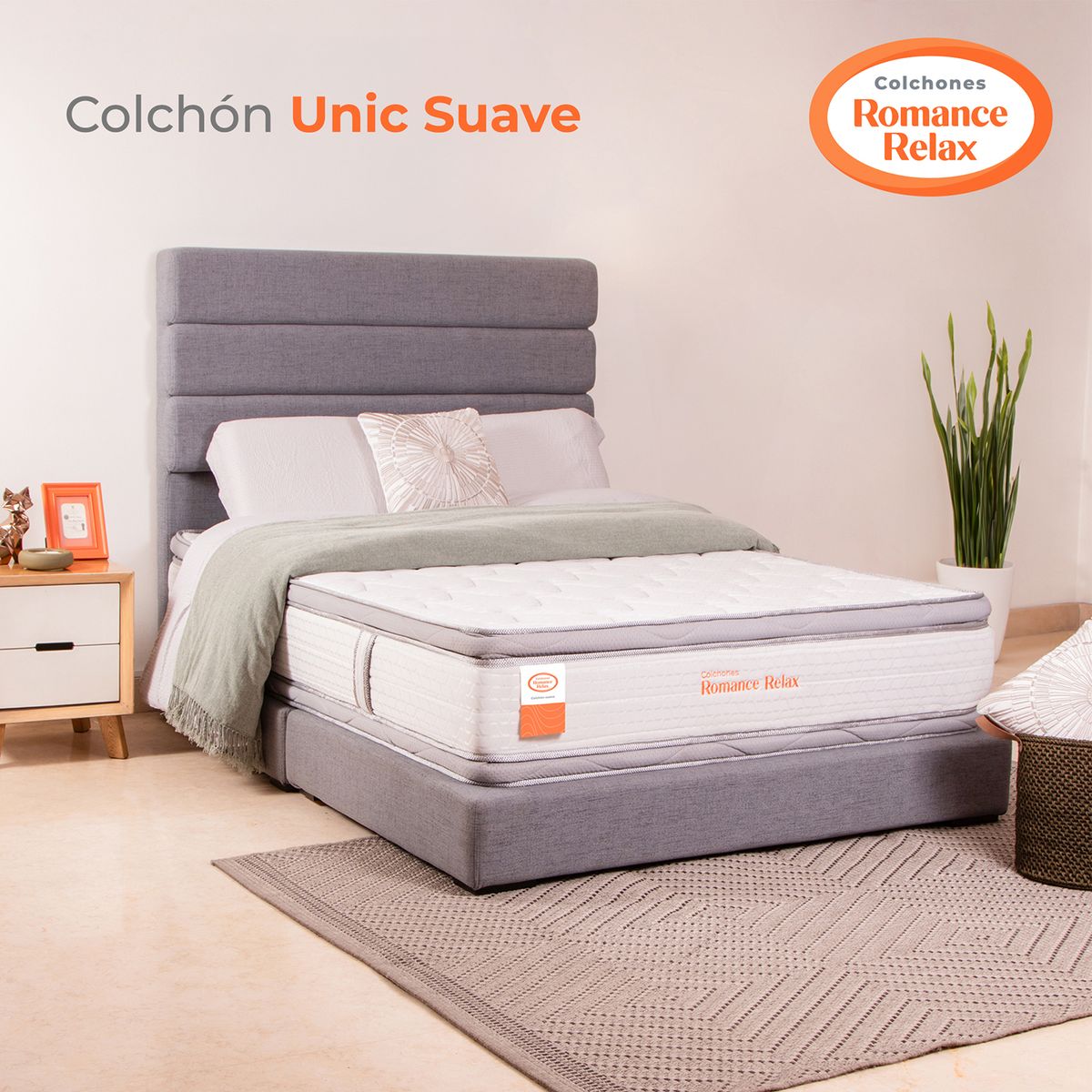 COLCHONES ROMANCE RELAX - Colchón King Firmeza Suave Ortopedico Resortado Pocket, con Doble Pillow Unic Suave 200 x 200 Colchones Power
