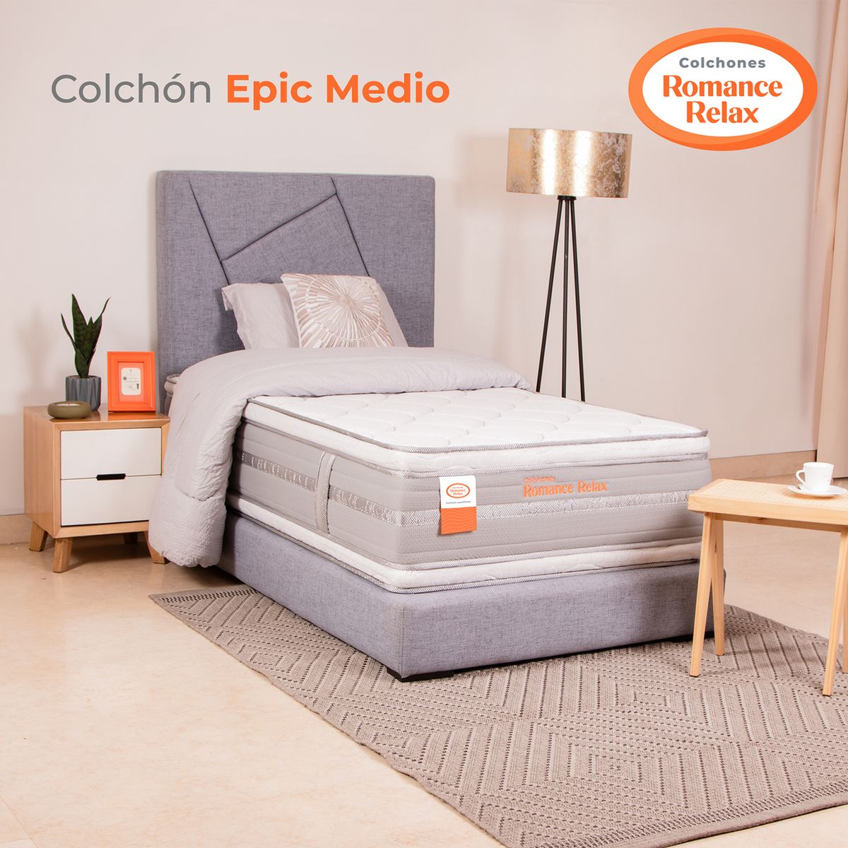 COLCHONES ROMANCE RELAX - Colchón Semidoble Firmeza Media Ortopedico Resortado Pocket Epic Medio 120 x 190 Colchones Power