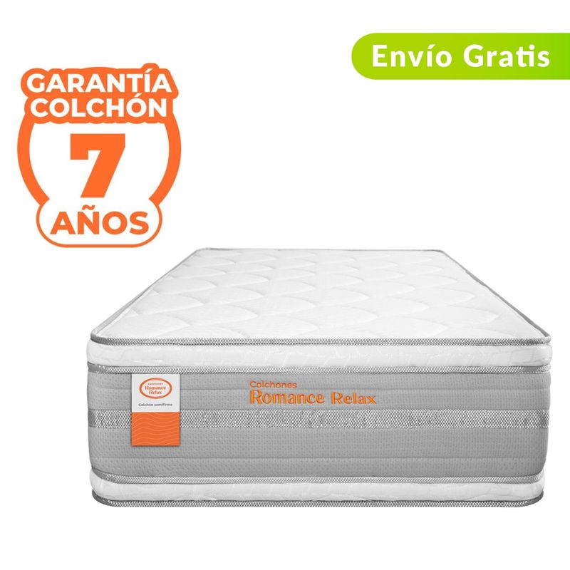 COLCHONES ROMANCE RELAX - Colchón Semidoble Firmeza Media Ortopédico Doble Cara Resortado Epic 120 x 190 cm Romance Relax - 0% Interés a 3, 6 o 12 Cuotas Pagando con tu CMR Banco Falabella