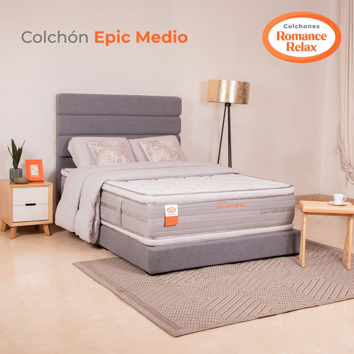 COLCHONES ROMANCE RELAX - Colchón Queen Firmeza Media Ortopedico Resortado Pocket Epic Medio 160 x 190 Colchones Power