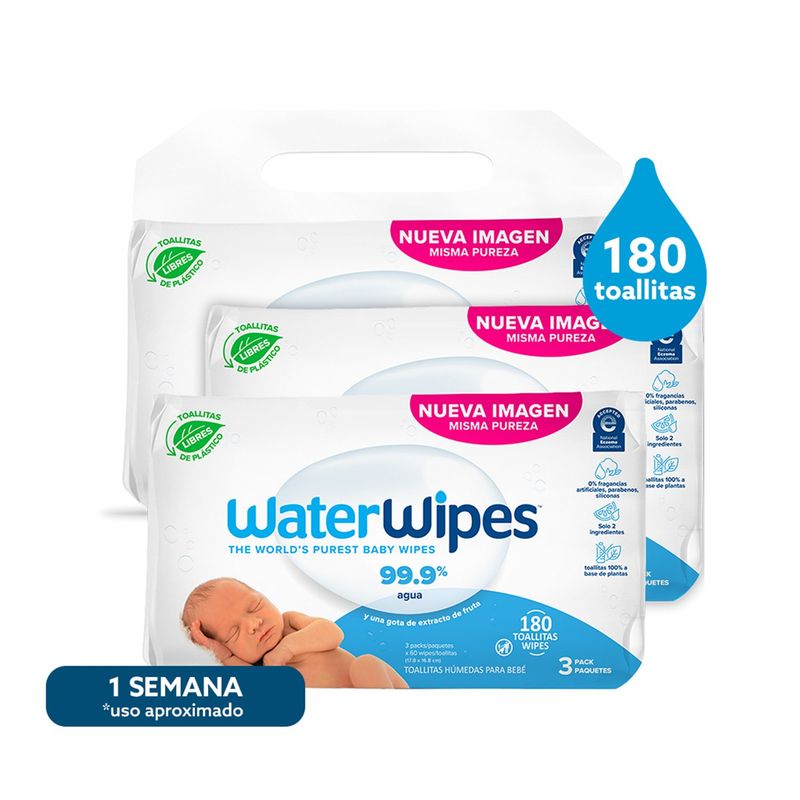 WATER WIPES - Pañitos Húmedos Water Wipes: por 180 unidades 