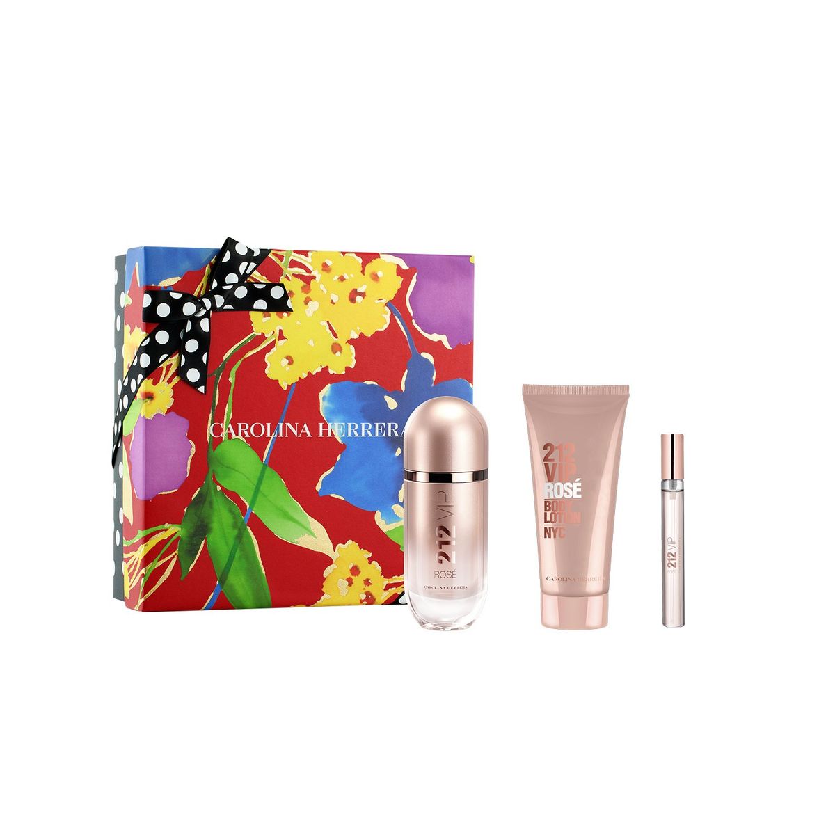 CAROLINA HERRERA - Set de Perfume Mujer Carolina Herrera Perfume 212 vip rosé Eau de parfum 80ml , loción corporal 100 ml , perfume 212 vip rosé Eau de parfum 10ml 