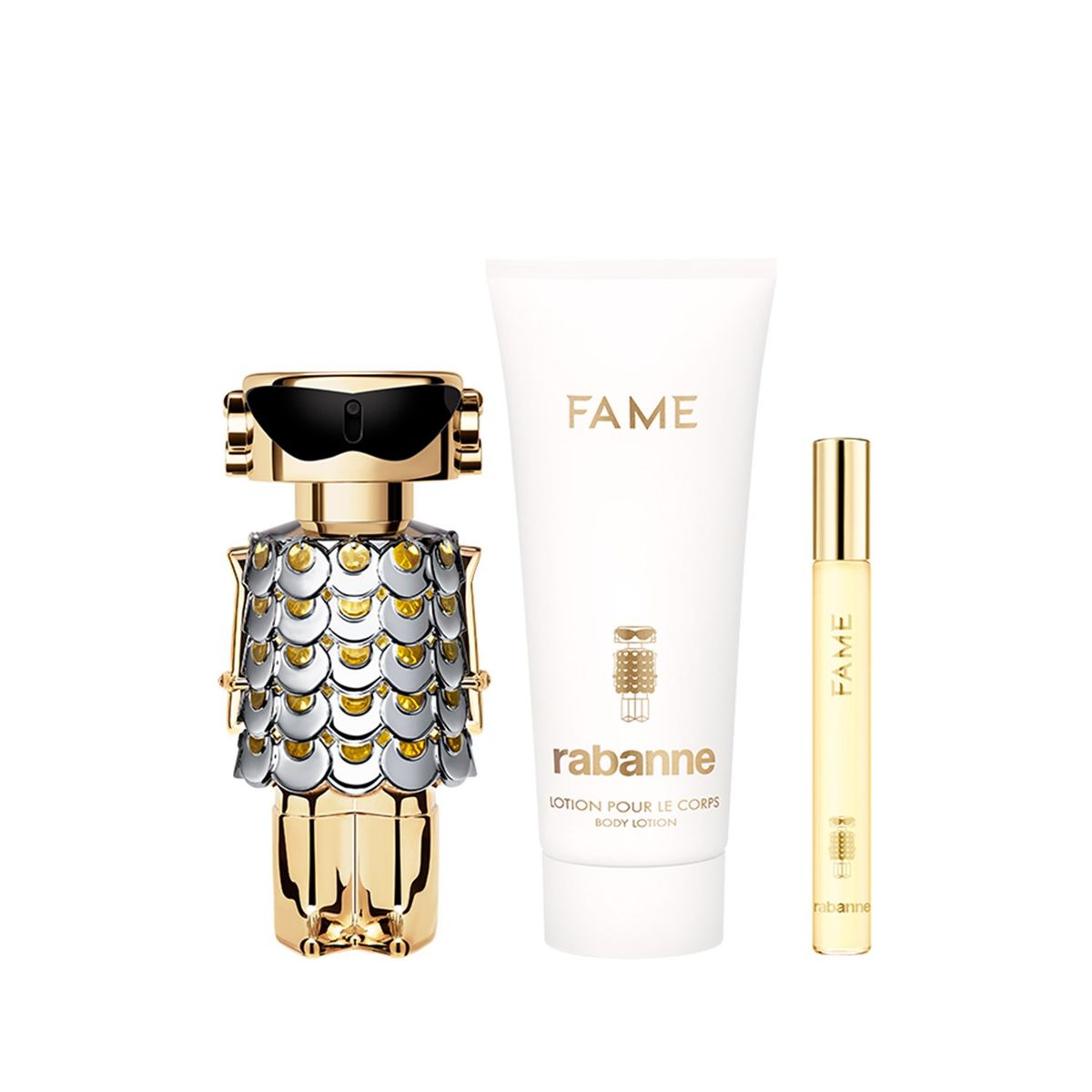 RABANNE - Set de Perfume Mujer Rabanne Perfume Fame Eau de parfum 80ml , loción corporal perfumada 100 ml , perfume Fame Eau de parfum 10ml