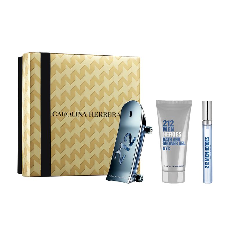 CAROLINA HERRERA - Set de perfume Hombre Carolina Herrera Men Heroes 90ml+ Shower Gel 100 ml + Travel Size 10ml Eau de toilette