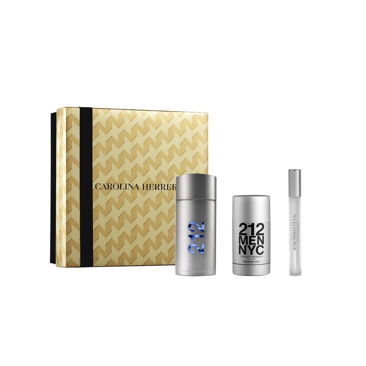 CAROLINA HERRERA - Set de Perfume Hombre Carolina Herrera Perfume 212 men NYC Eau de toilette 100 ml + Desodorante 75 ml + Travel size 10ml 