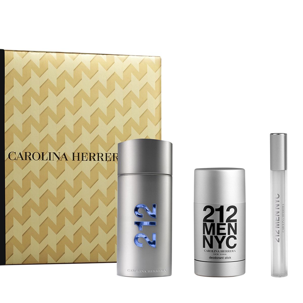 CAROLINA HERRERA - Set de Perfume Hombre Carolina Herrera Perfume 212 men NYC Eau de toilette 100 ml + Desodorante 75 ml + Travel size 10ml 