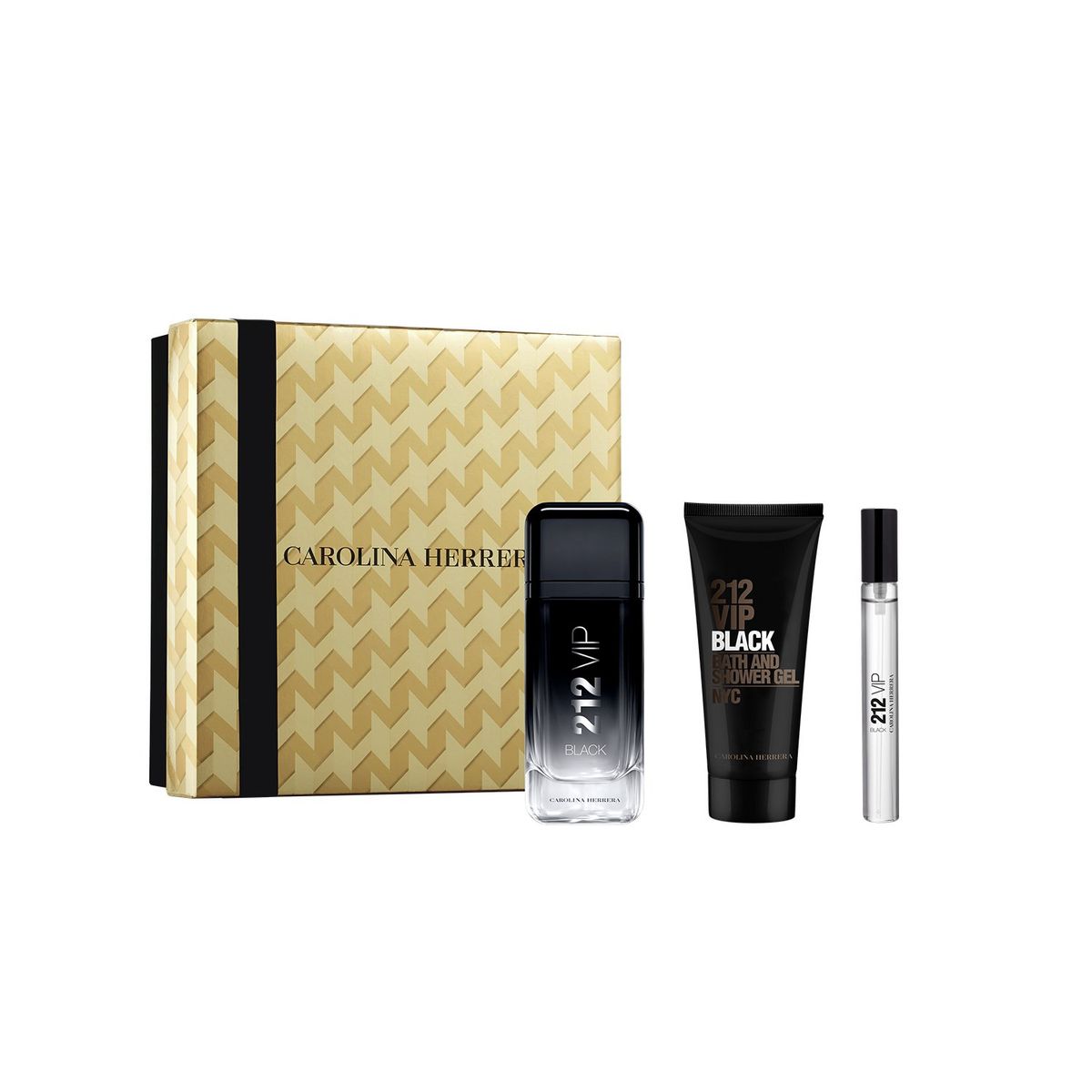 CAROLINA HERRERA - Set de Perfume Hombre Carolina Herrera Set 212 VIP Black Eau de parfum 100 ml + Gel Baño 100 ml + Travel size 10 ml 