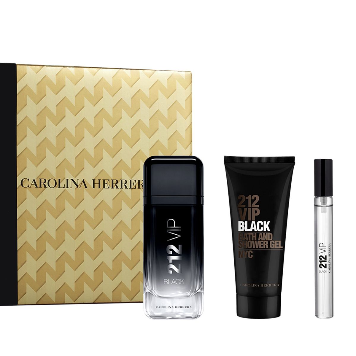 CAROLINA HERRERA - Set de Perfume Hombre Carolina Herrera Set 212 VIP Black Eau de parfum 100 ml + Gel Baño 100 ml + Travel size 10 ml 